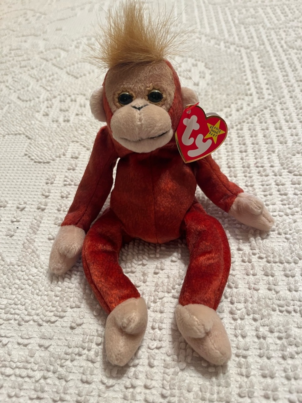 TY Beanie Baby Plush Orangutan - Red/Brown Soft Toy 1999